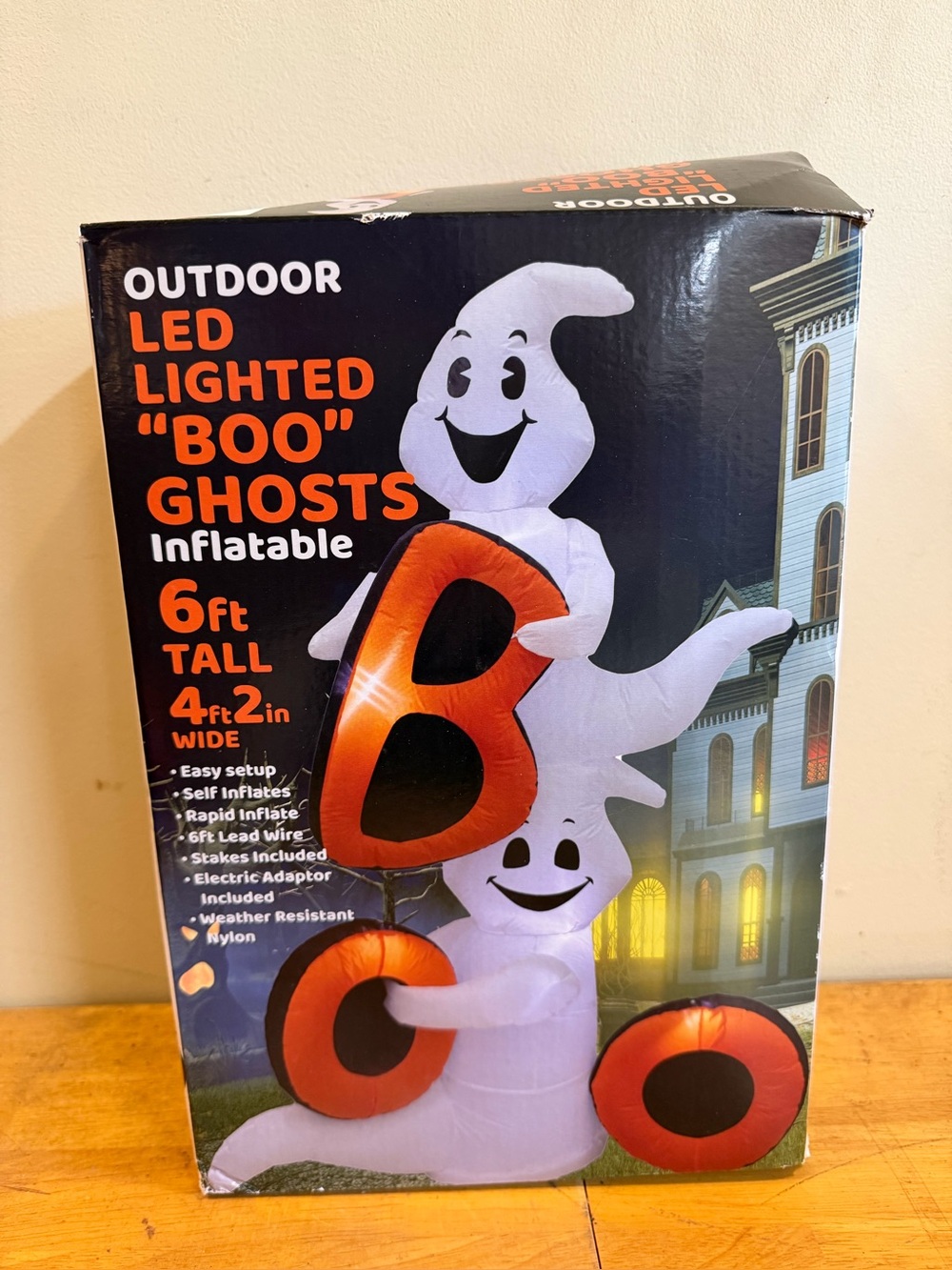 NEW 6 Foot LED Lighted Boo Ghosts Outdoor Inflatable